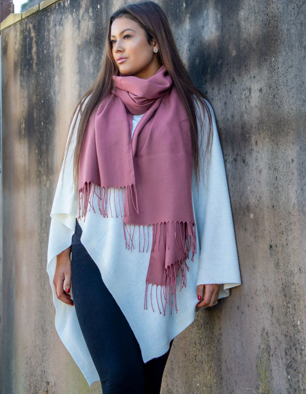 White Poncho Cashmere Mix