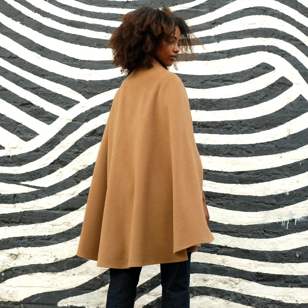 Wool and Cashmere Cape in Camel